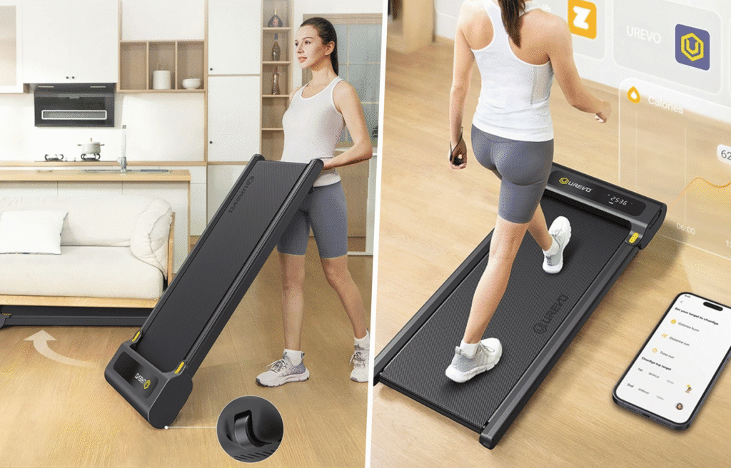 bėgimo takelis kompaktiškas, tinkamas namų erdvėms